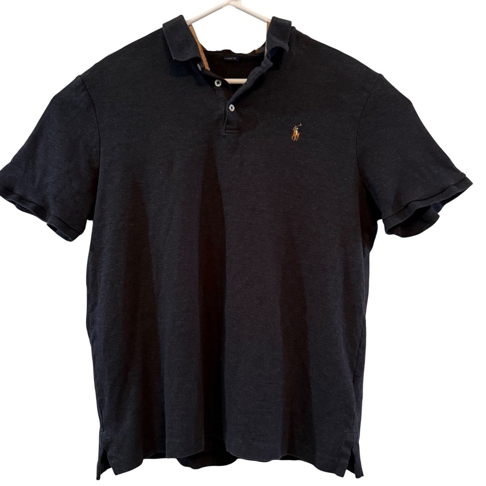 Polo Ralph Lauren Boys Dark Gray Classic Fit Short Sleeve Polo Shirt Cotton XL